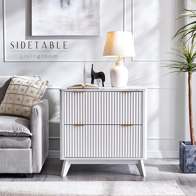 T4TREAM Modern Fluted Wood Night Stand, Side Tables Bedroom, End Table - Image 8