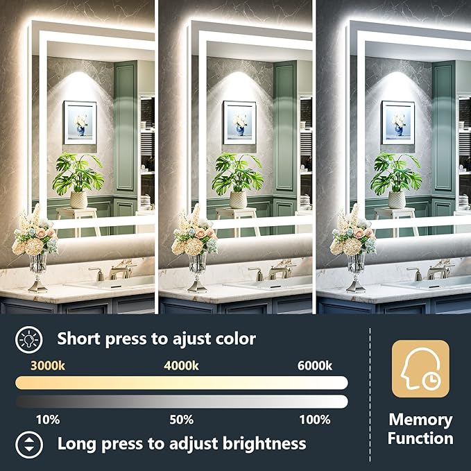 YEELAIT 24x36 Inch LED Bathroom Mirror - Image 4