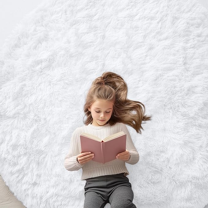 OLANLY White Round Rugs for Bedroom by OLANLY