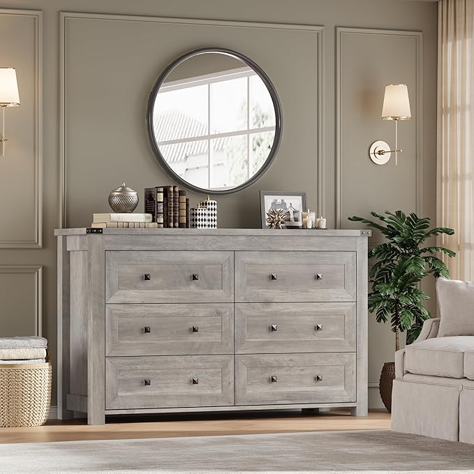 6-Drawer Dresser, Modern Wooden Storage Chest of Drawers, Dresser TV Stand - Image 6
