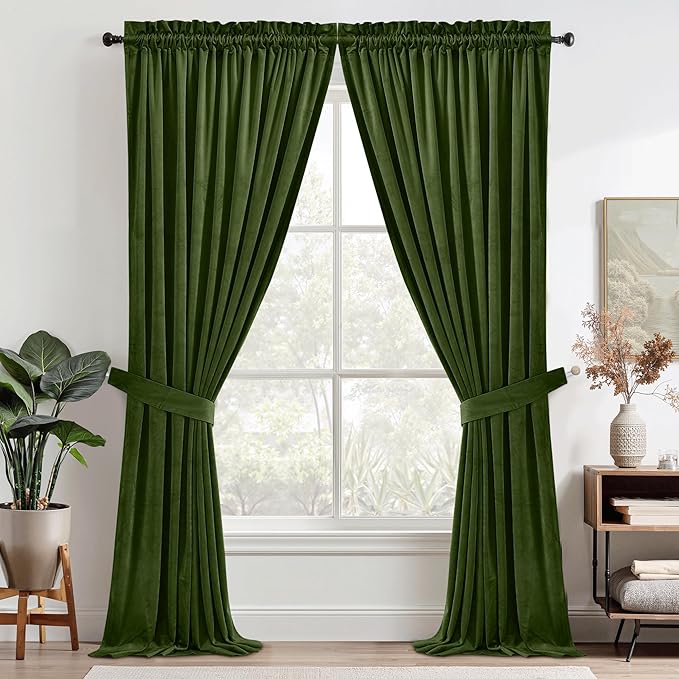 StangH Moss Green Velvet Curtains - Image 2