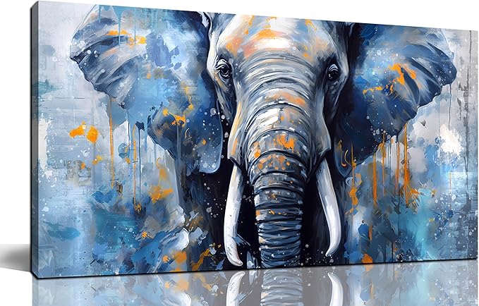 ENTANUB Elephant Wall Art for Lving room, Animal Canvas Wall Decor for Bedroom by ENTANUB