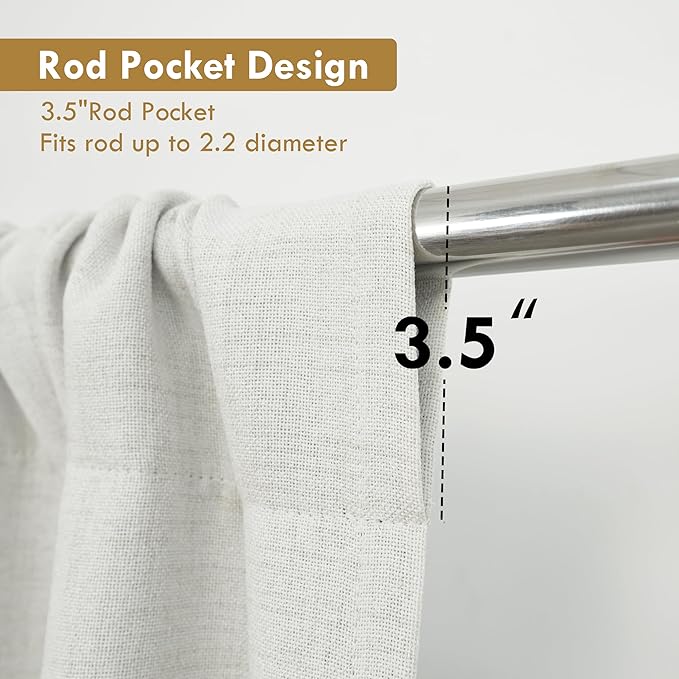 DriftAway Double Layer Linen Blackout Tie Up Curtains Thermal Insulated Fully - Image 5