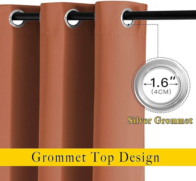 NICETOWN Blackout Burnt Orange Curtains - Image 2