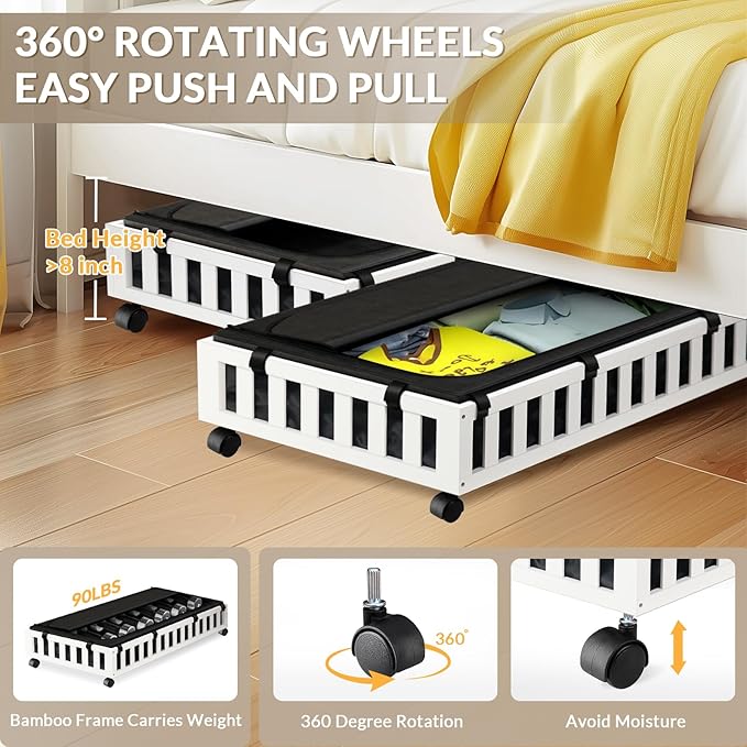 2 Pack Bamboo Under Bed Storage - Image 4