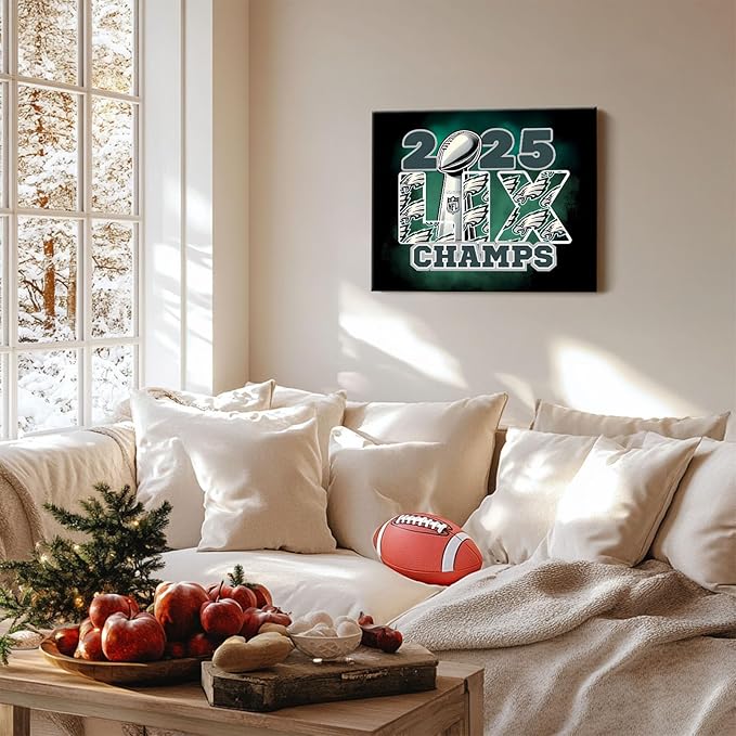 B.B.F MAKE 2025 Super Canvas Bowl Wall Art Champions Eagles Poster Print - Image 8