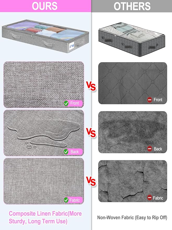 punemi Under Bed Storage Containers, Below 4 Inches Tall Low Profile Underbed - Image 4