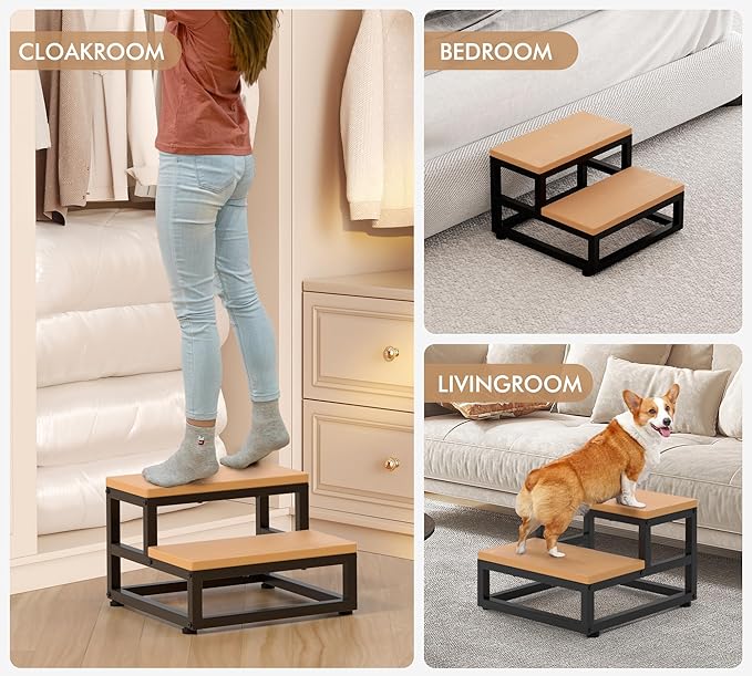 Y&M Two Step Stool for Adults Kids, Waterproof HPDE Bed Step Foot Stool - Image 7