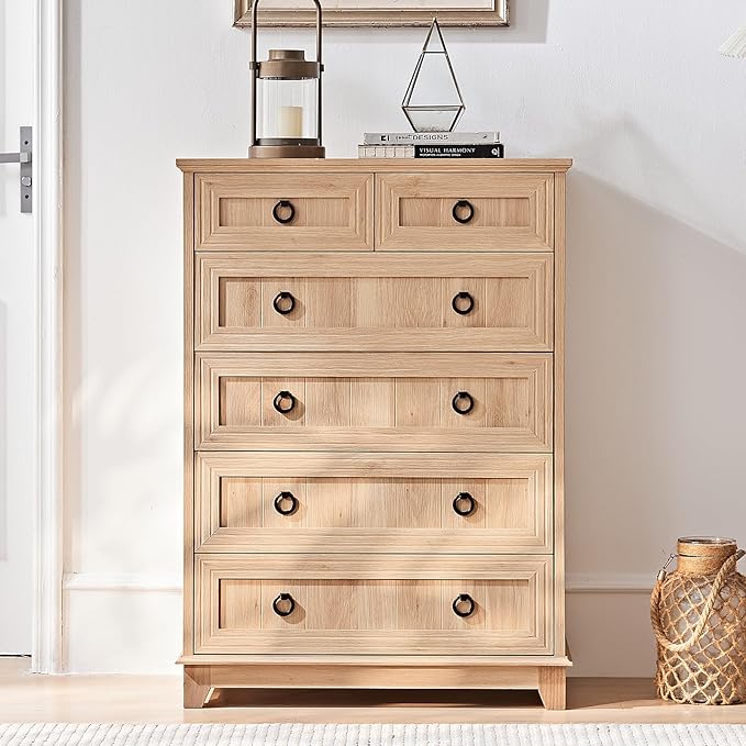Farmhouse 6 Drawer Dresser for Bedroom, Rustic Wood Dresser - Image 6