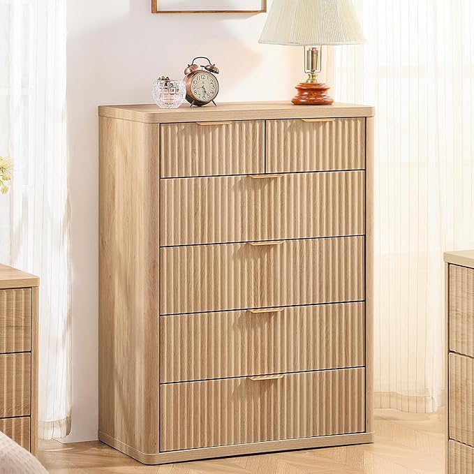 LEYAOYAO Fluted Dressers & Nightstand Set of 4, Wood 48" Wide Dresser & 42" - Image 2