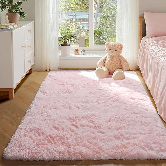 PAGISOFE Pink Fluffy Shag Machine Washable Area Rugs - Image 7