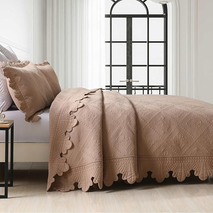MarCielo 3-Piece 100% Cotton Oversized Bedspread Lightweight Quilt Coverlet - Image 3