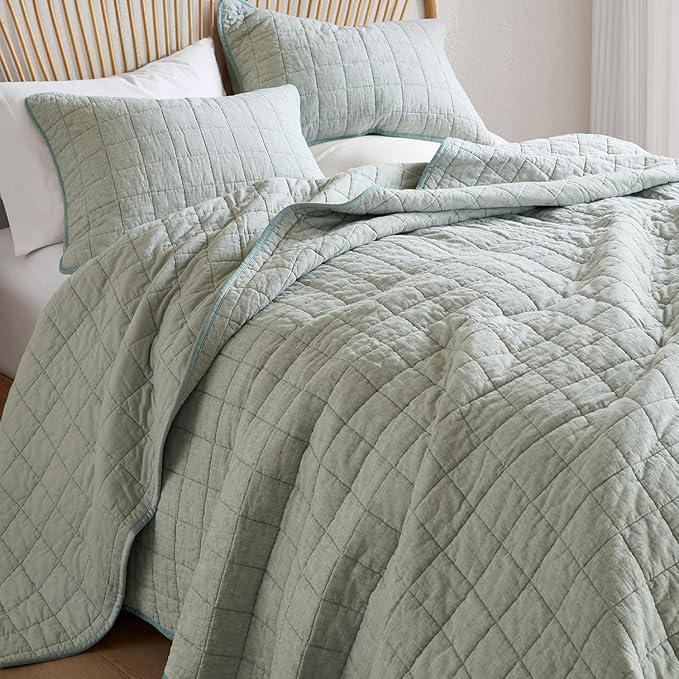 Hyde Lane Luxury Linen Quilt Set King Size, European Flax Cotton Blend Bedding by HydeLane