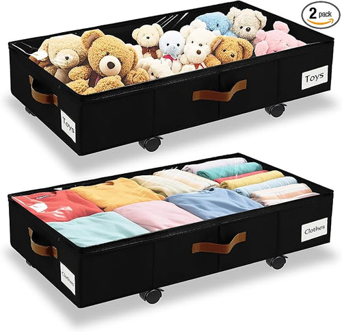 2 Pack Under Bed Storage with Wheels – 30.5×17×5.5 Inch, Underbed Storage with by Unknown