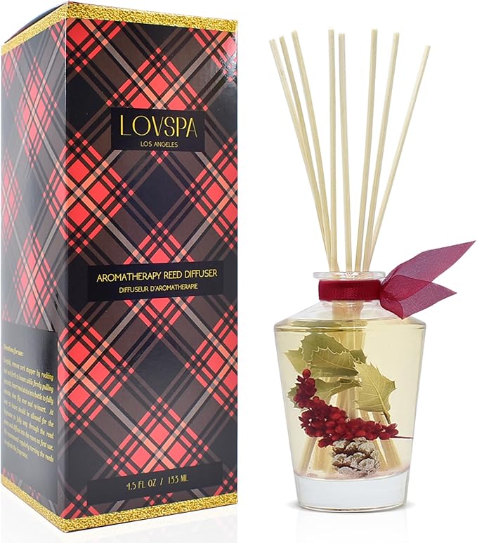 LOVSPA Reed Diffuser Set, Holiday Red Currant & Woods Scented Oil Diffuser by LOVSPA