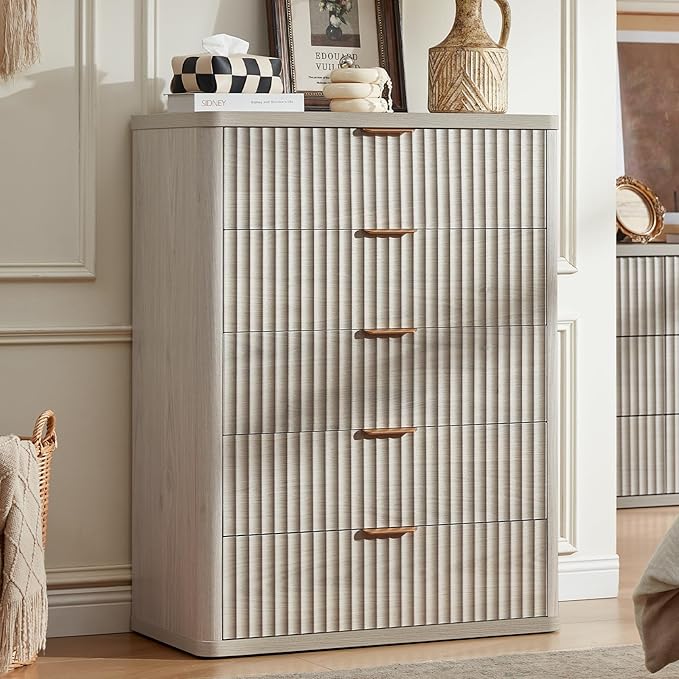 LEYAOYAO Fluted 5 Drawers Dresser by LEYAOYAO-Findtheshiningpointofyourideallife%EF%BC%81