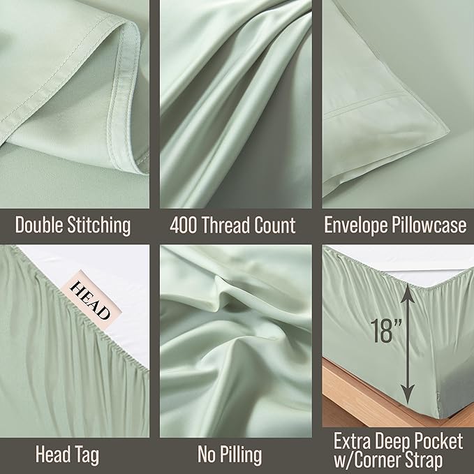 Bella Coterie 7 Piece Luxury Bamboo Viscose Split King Size Sheet Set | 2 - Image 4