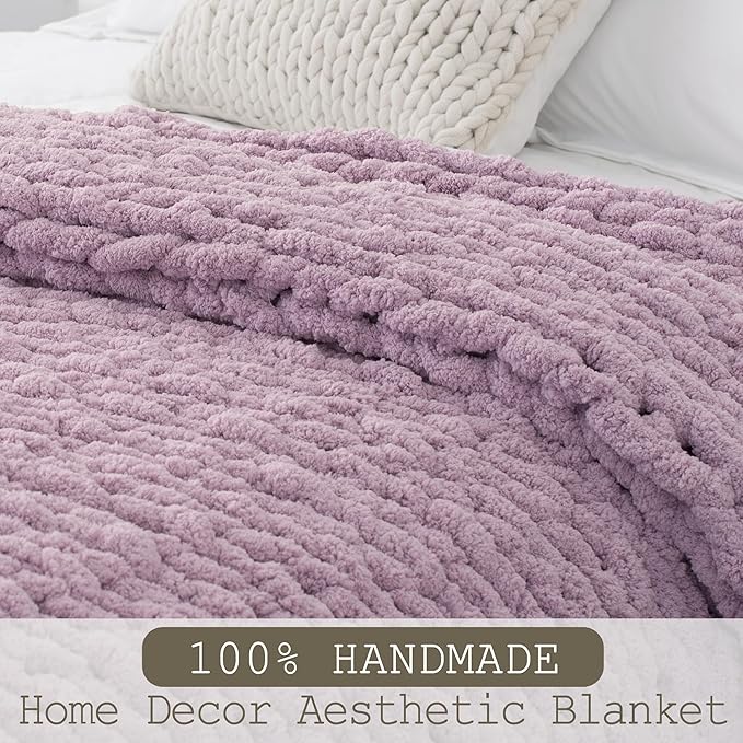 Chunky Knit Throw Blanket 50"X 60", 100% Handmade - Image 2