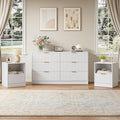 6 Drawer Dresser & Nightstand Set 3-Piece, 55” Wide Bedroom Set Night Stand Set by NOVAMAISON