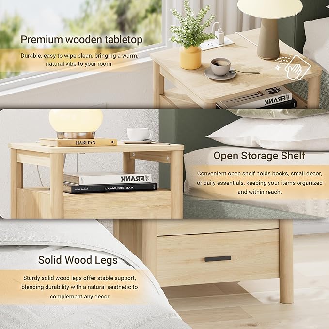FavourLife Night Stand, Modern Large Nightstand - Image 3