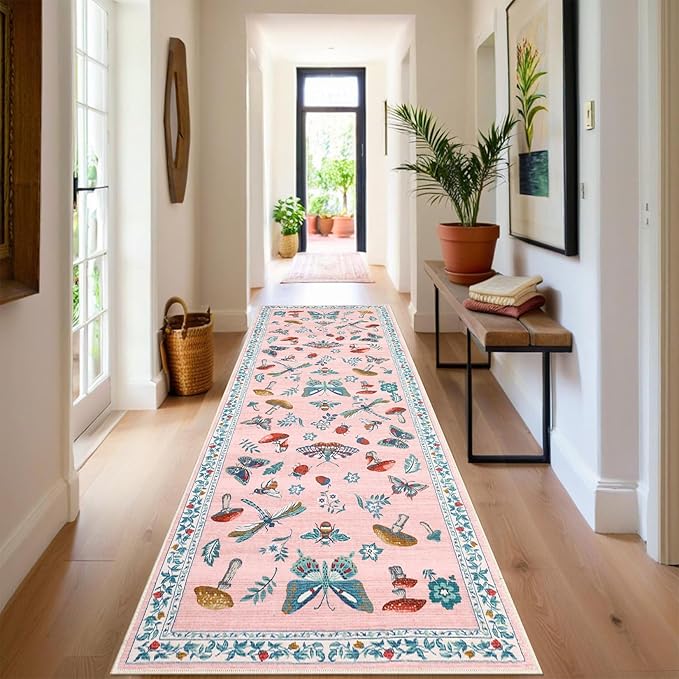 Mushroom Insect 2x6 Runner Rug for Hallway Washable Kitchen Rugs Non Slip - Image 3