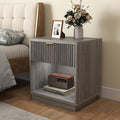 Miereirl Fluted Nightstand Charging Station, Wooden Vintage Night Stands Curved by Miereirl