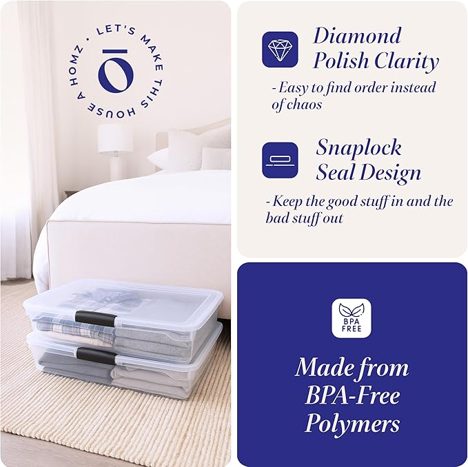 HOMZ 2-Pack Under Bed Storage, 56 Quart, and Towels - Image 3