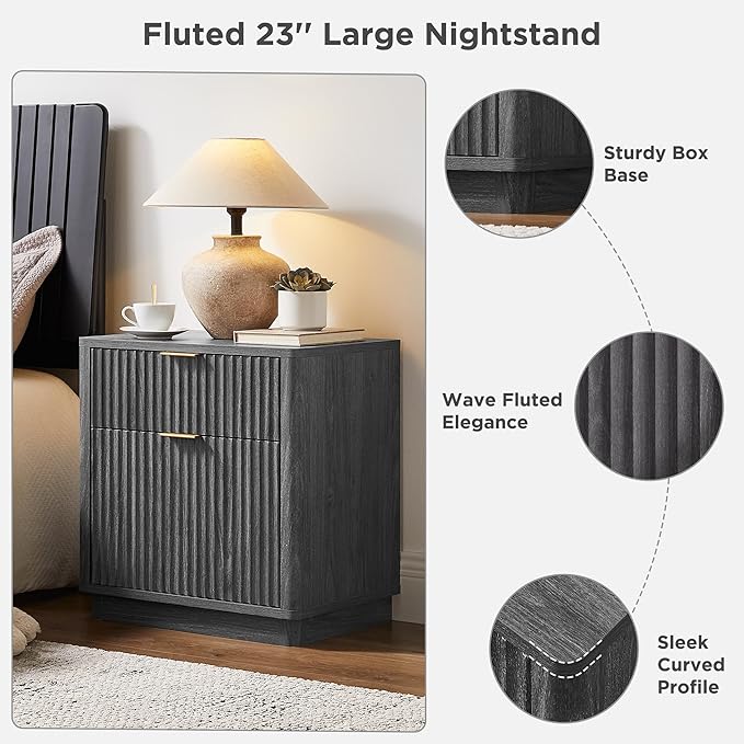 T4TREAM 23'' Fluted Nightstand Set of 2 - Image 6