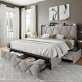 Feonase Full Bed Frame with 4 Storage Drawers, Upholstered Button Tufted by FEONASE