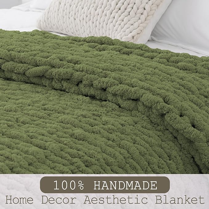 Chunky Knit Throw Blanket 50"X 60", 100% Handmade - Image 6
