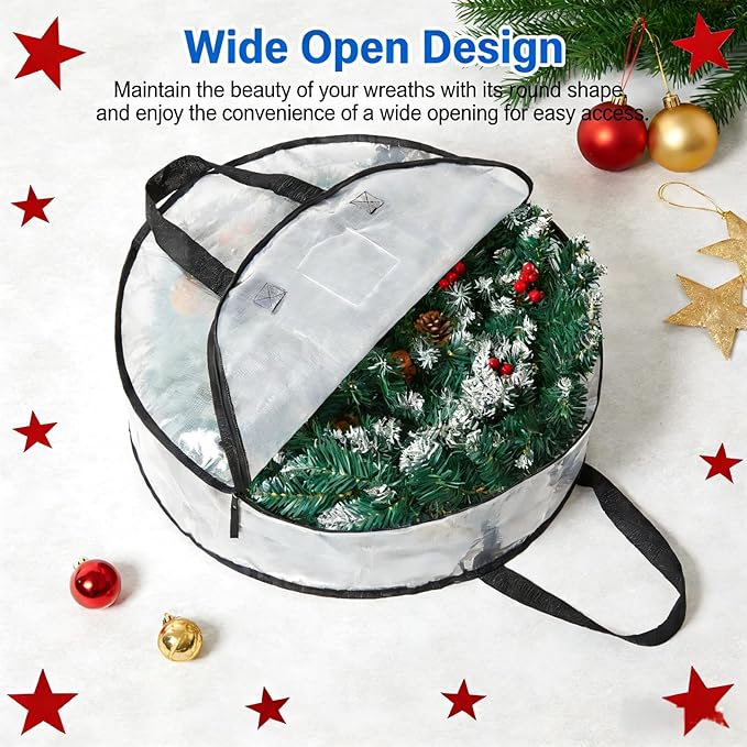 2 Pack Wreath Storage Bag, Christmas Decoration Garland Container, 24 Inch - Image 3