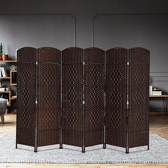 VINGLI 6-Panels Tall Rattan Room Divider, 6 FT Folding Privacy Screen, Indoor - Image 3