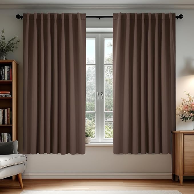 Deconovo Blackout Curtains, Thermal Insulated, W70 x L63 2 Panels, Back Tab by Deconovo