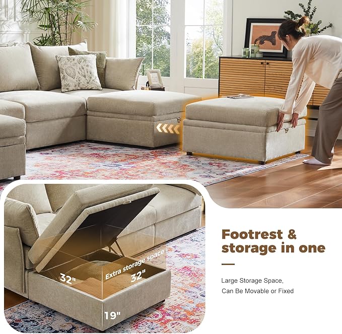 ABCASA Luxury Modular Sectional Sofa, L-Shaped 3-Seat Couch - Image 5