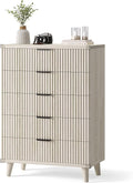 Lulive Dresser for Bedroom Wood Tall Dressers Drawers, Fluted Modern Dresser 5 by Lulive