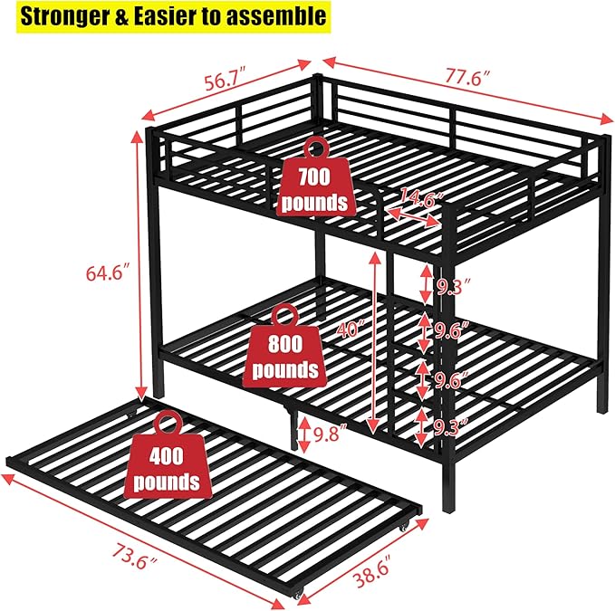 Upgraded & Stronger Heavy Duty Metal Full Over Full Bunk Bed - Image 2