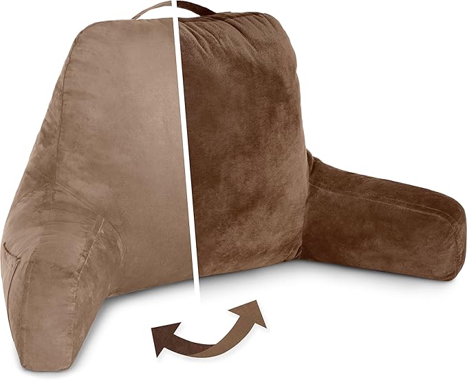 Husband Pillow Aspen Saddle Brown, Reading Pillow Bed Rest Chair, Two-Sided by HusbandPillow