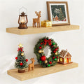 Fun Memories 32 Inch Floating Shelves, Wall-Mounted Bathroom Shelves Set of 2 by FunMemories