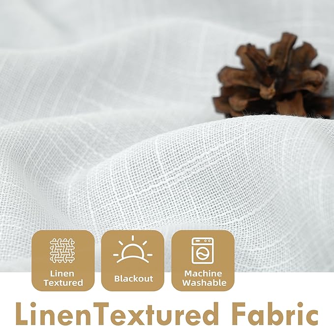 DriftAway Double Layer Linen Blackout Tie Up Curtains Thermal Insulated Fully - Image 5