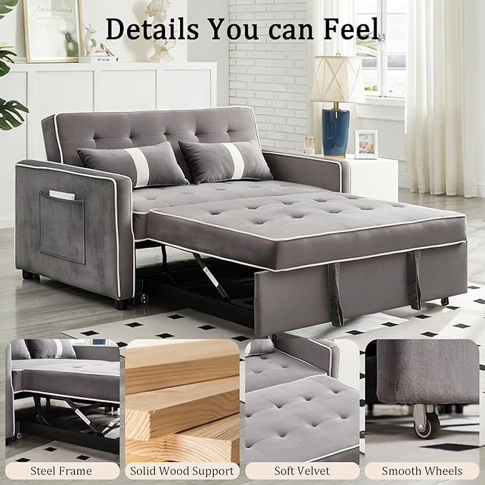 Convertible Sofa Bed, 3-in-1 Loveseat Futon Sofa Bed - Image 7