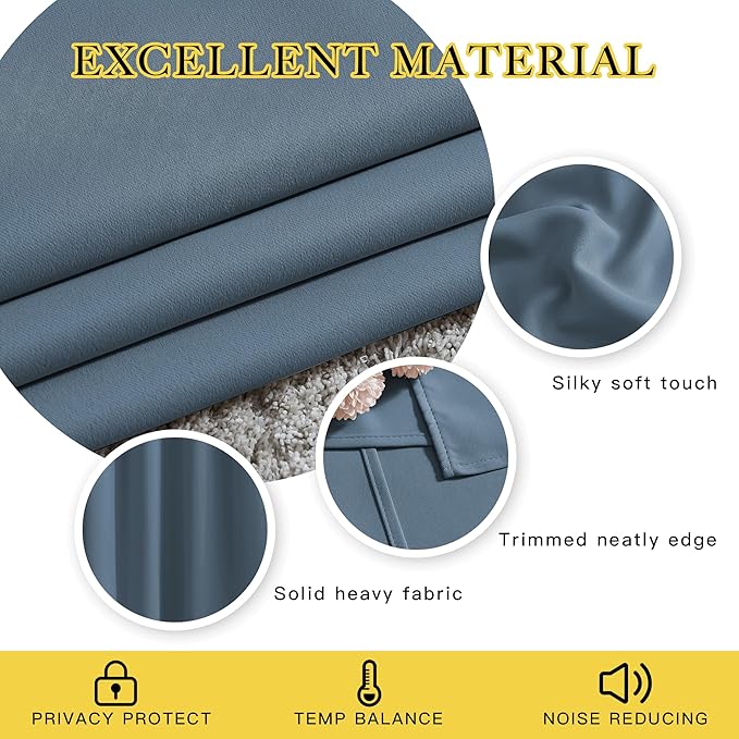 NICETOWN Smoky Blue Curtain Panels - Image 3