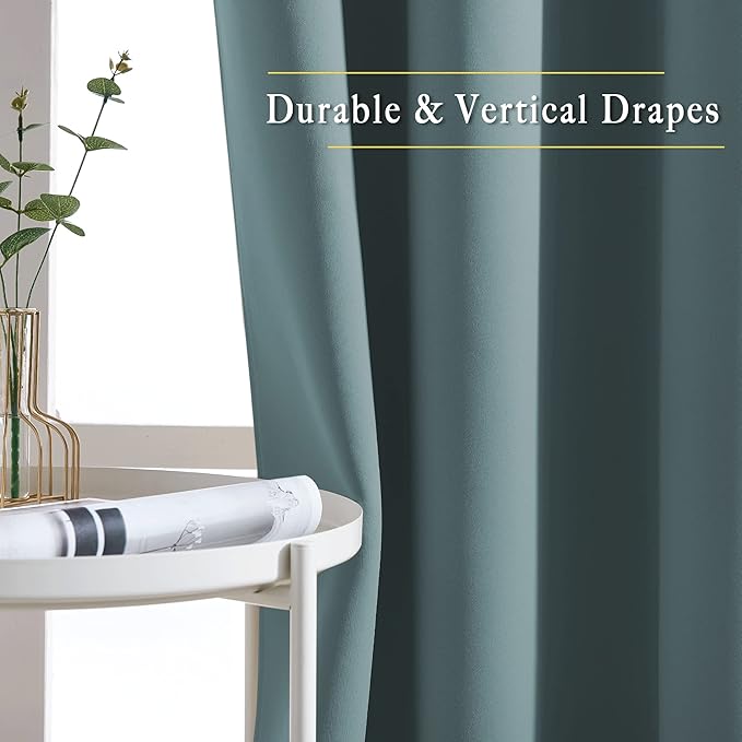 NICETOWN Greyish Blue Short Blackout Curtains - Image 5