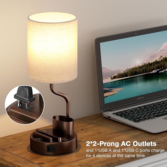 Bedside Table Lamps for Bedroom Set of 2 - Image 3