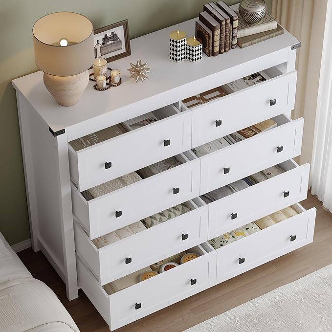 Tall 8-Drawer Dresser, Modern Wooden Storage Chest of Drawers, Dresser TV Stand - Image 4