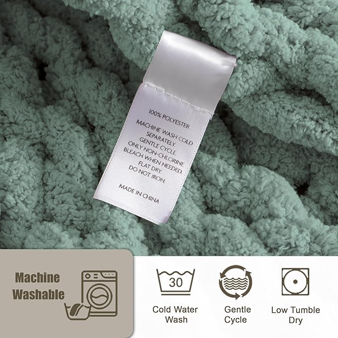Chunky Knit Throw Blanket 60"X 80", 100% Handmade - Image 5