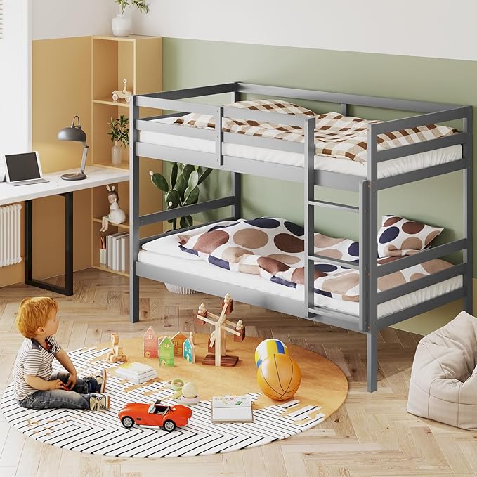 KOMFOTT Wood Bunk Bed Twin Over Twin, Bunk Bed - Image 4