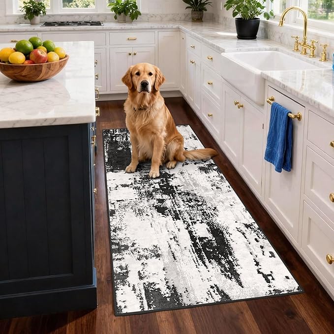 Machine Washable Runner Rug 2x6: Non Slip Hallway Rug Low Pile Kitchen Runner - Image 3