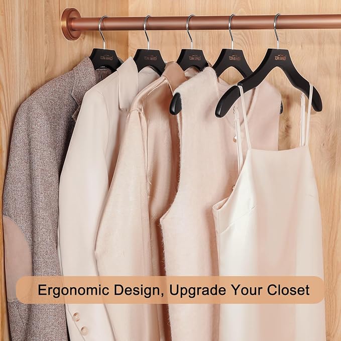 TOPIA HANGER Wooden Coat Hangers 24 Pack, Premium Wood Suit Sweater No Shoulder - Image 9