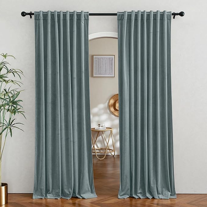 RYB Home Blue Velvet Curtains 96 inches by RYBHOME