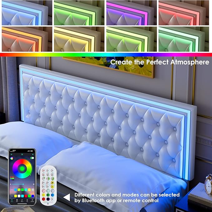 Keyluv Full Upholstered LED Bed Frame - Image 4